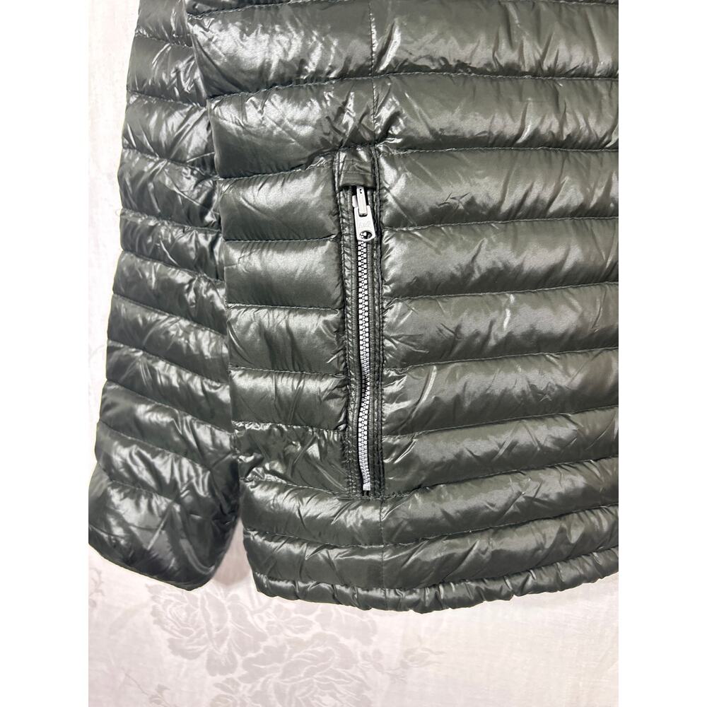 Abercrombie Fitch Jacket XL Full Zip Army Green Down Filled Quilted Hood Puffer - Picture 3 of 16